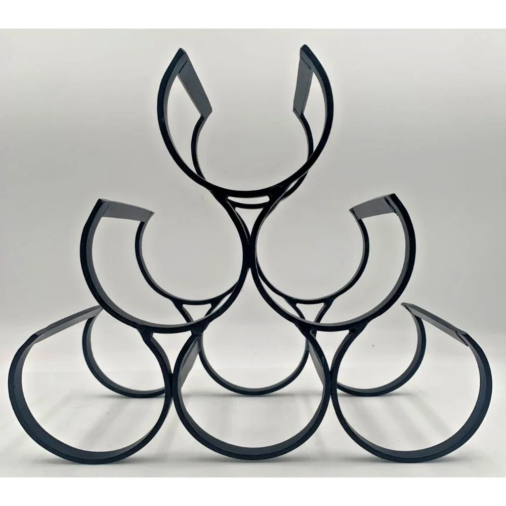 Modern Black Metal Wine Rack Tabletop 6-Bottle Geometric Wine Holder Barware